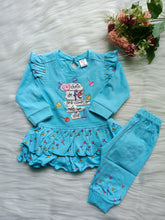Frock with Pant Set - Playful Suit (Cyan Blue)